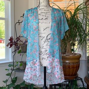 Girl’s Teal Floral Kimono